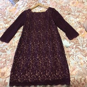 Lovely deep mulberry Adrienne Papel lace dress